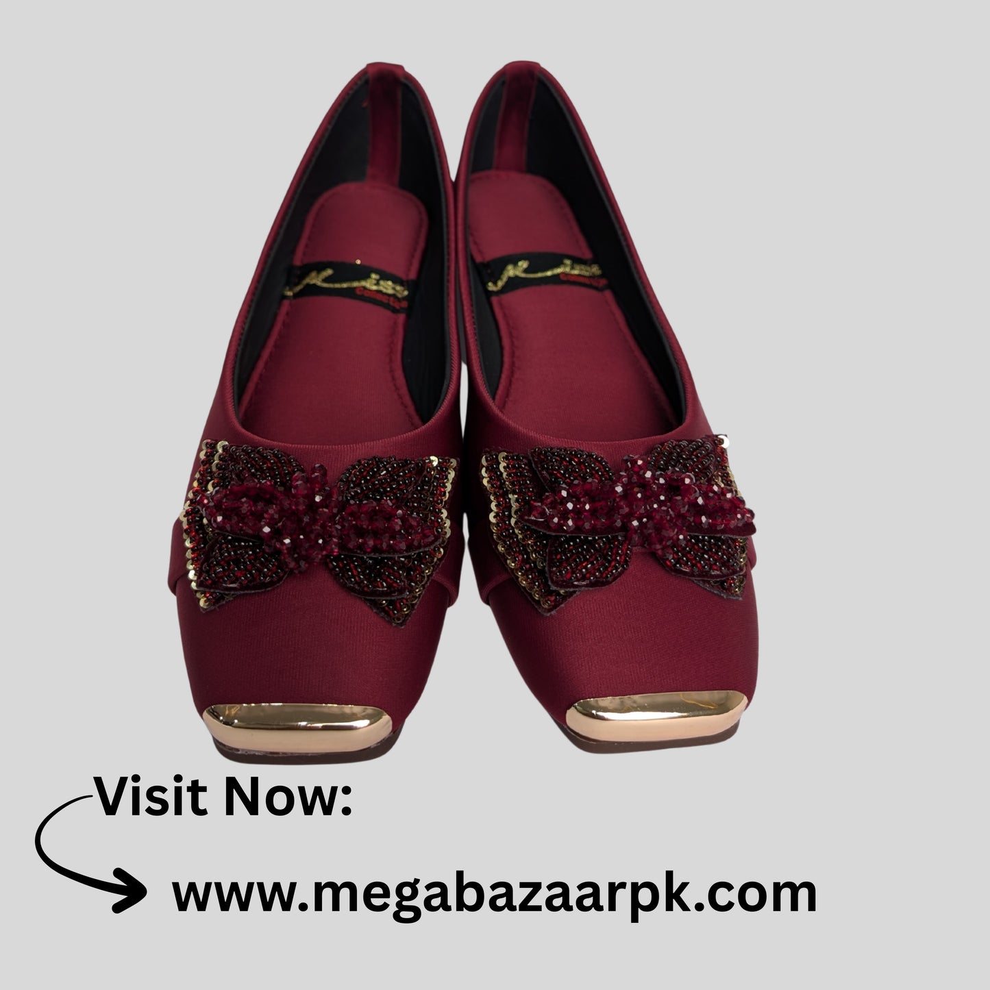 Luxury Maroon Embellished Flats – Elegant & Stylish