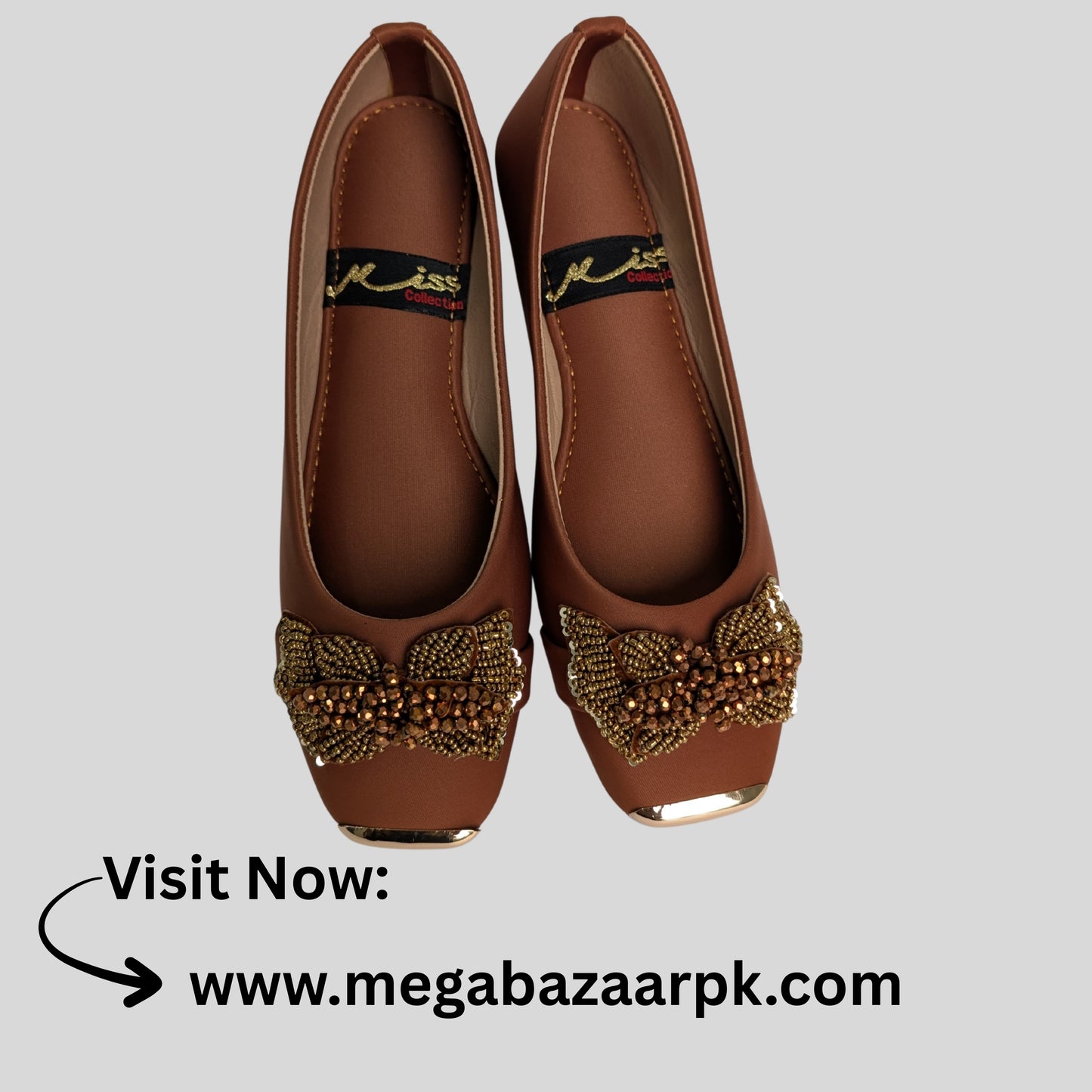 🌟 Luxury Brown Embellished Flats – Elegant & Stylish