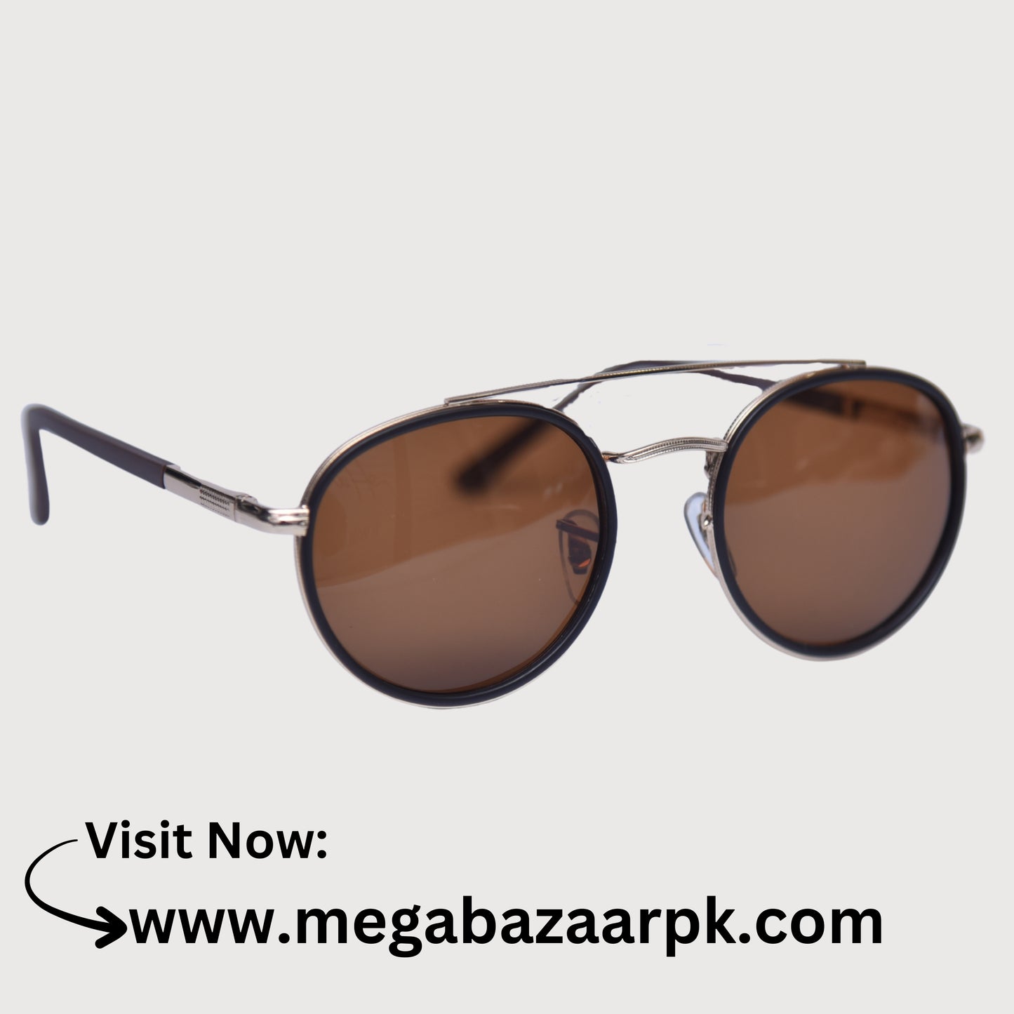 Vintage-Inspired Round Double-Bridge Sunglasses