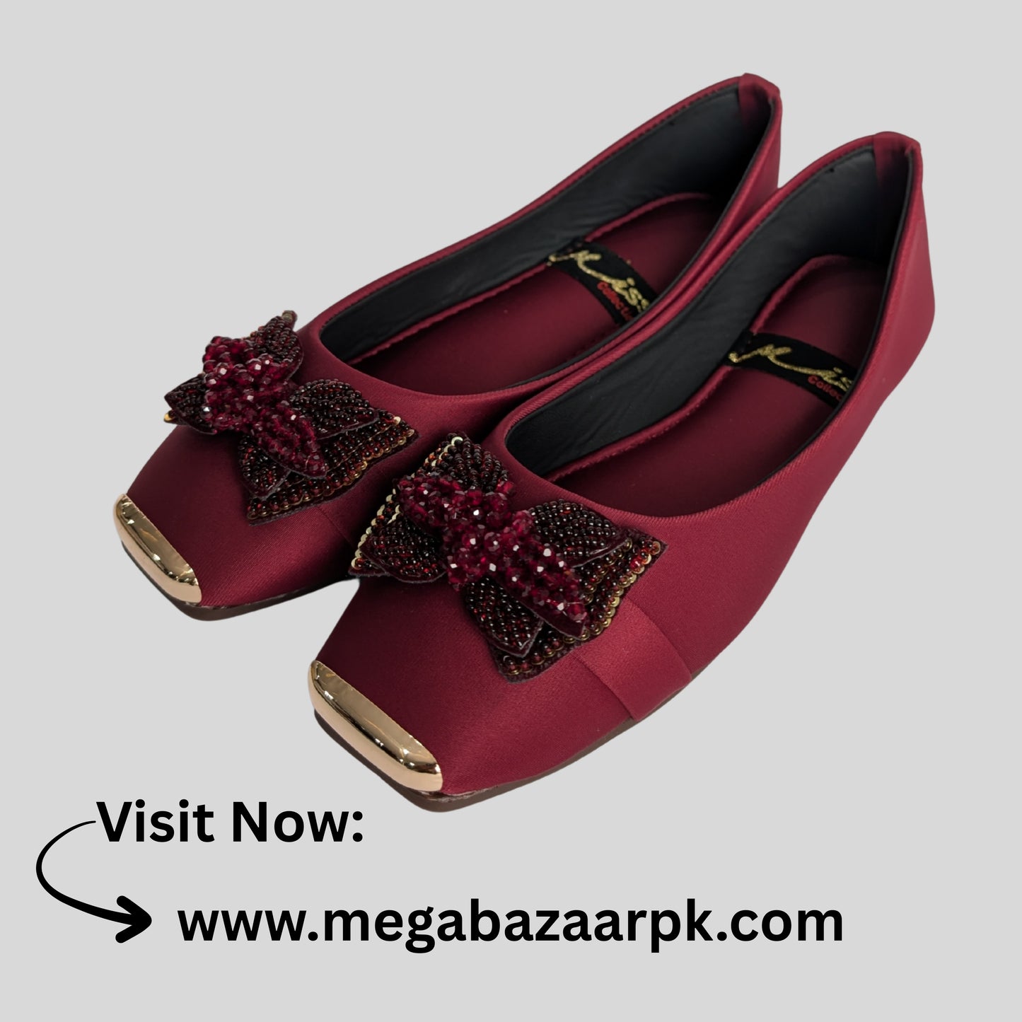 Luxury Maroon Embellished Flats – Elegant & Stylish