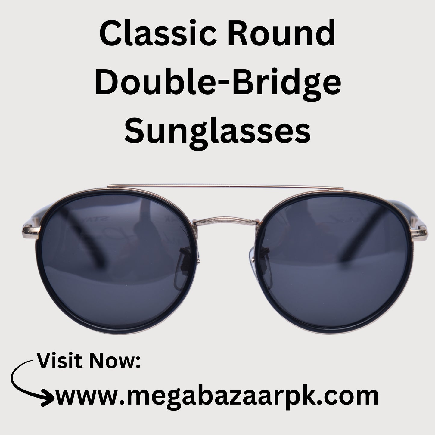 Classic Round Double-Bridge Sunglasses