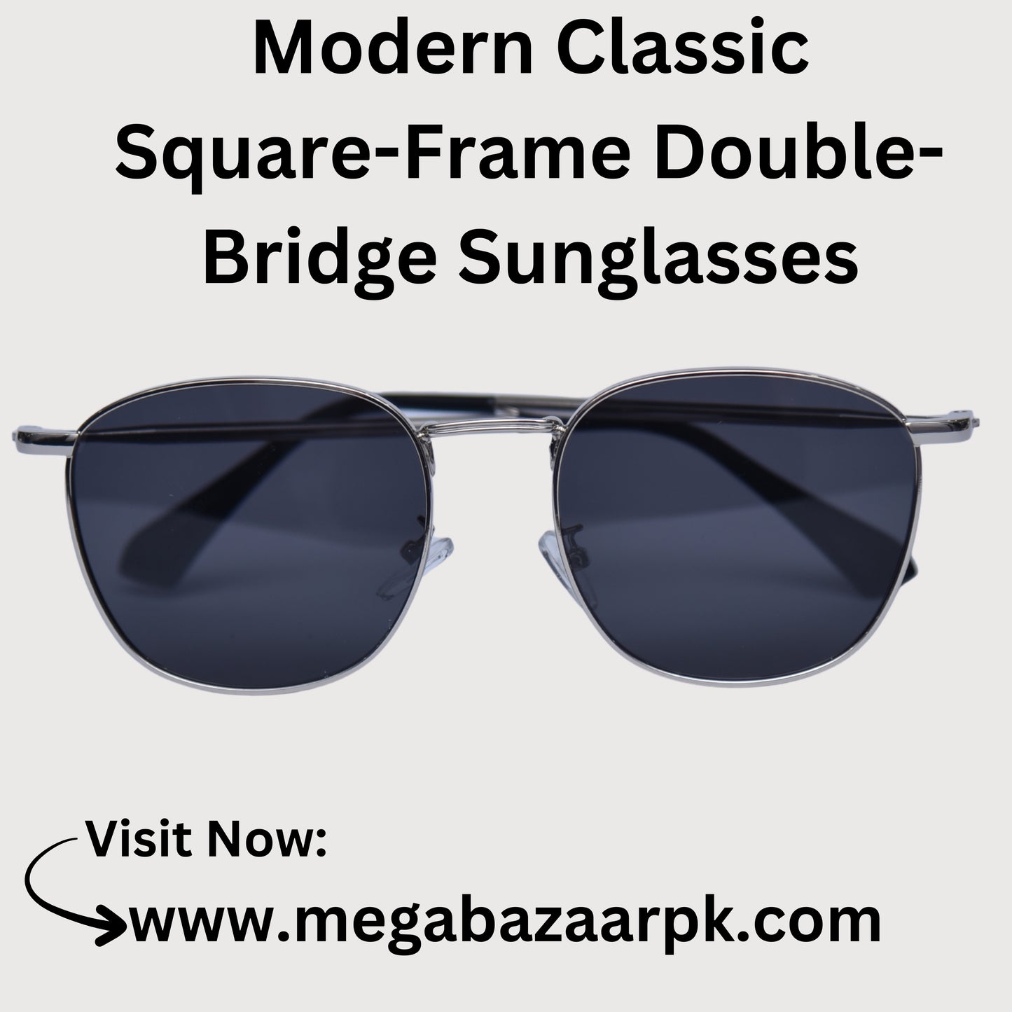 Modern Classic Square-Frame Double-Bridge Sunglasses