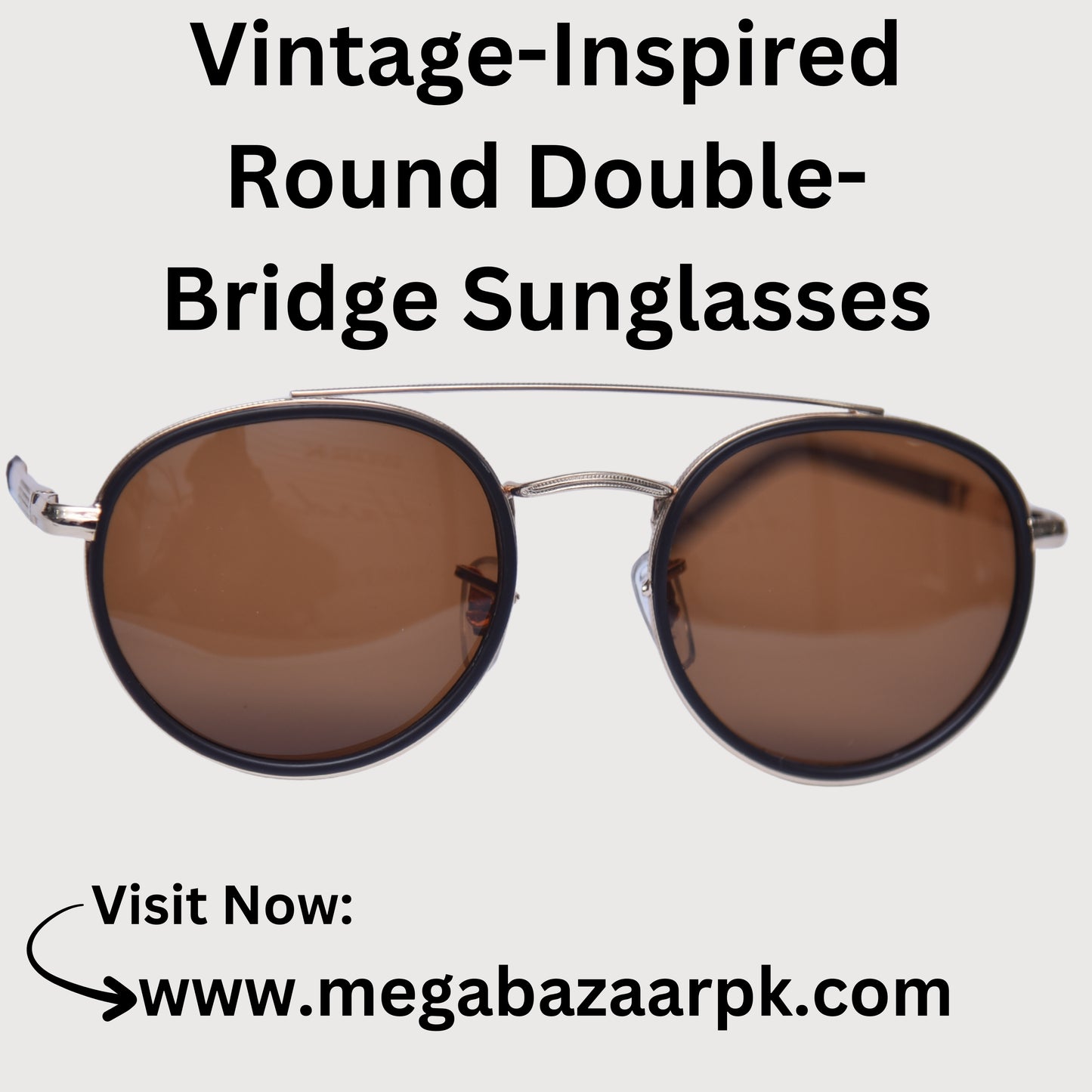 Vintage-Inspired Round Double-Bridge Sunglasses