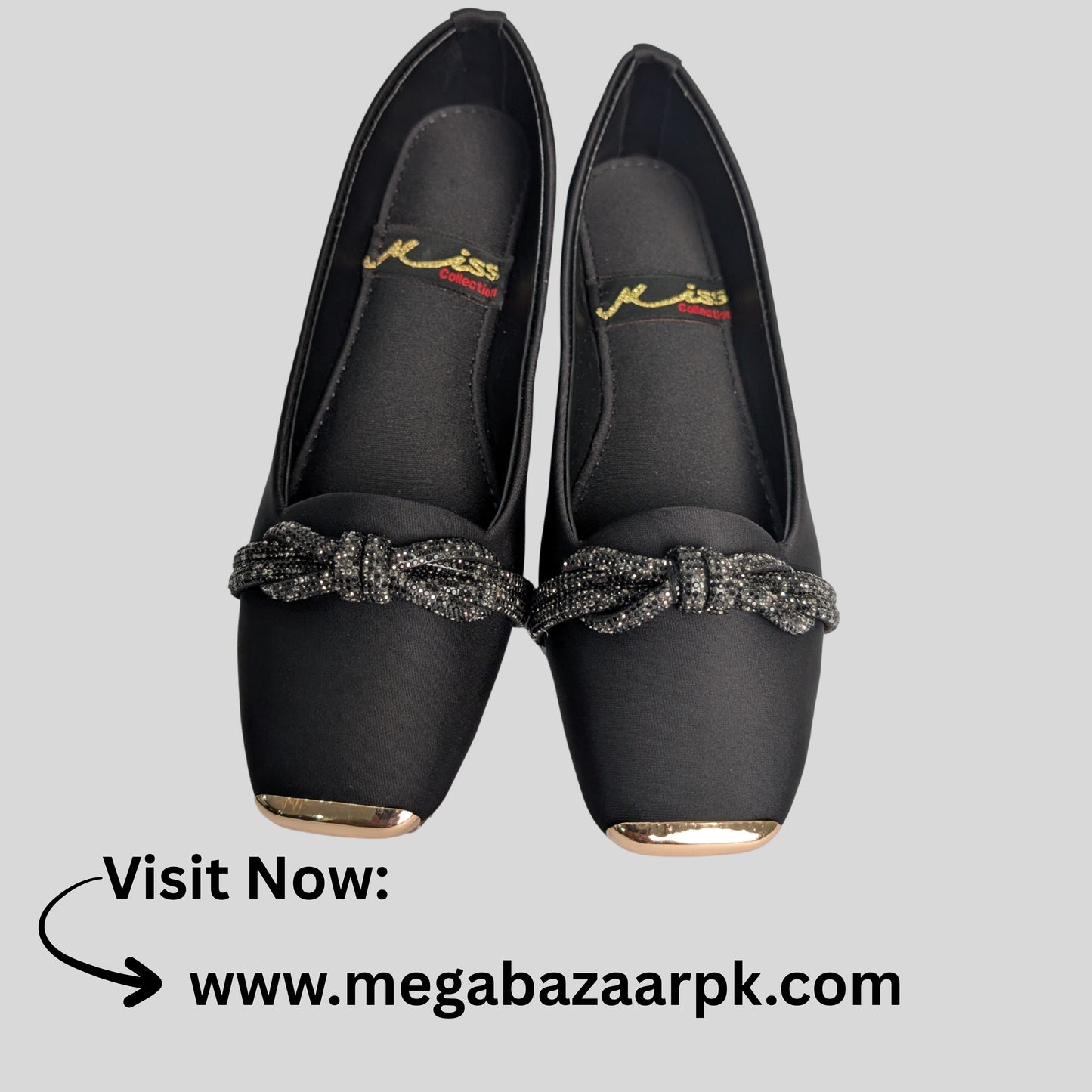 Elegant Black Flats with Gold Accents