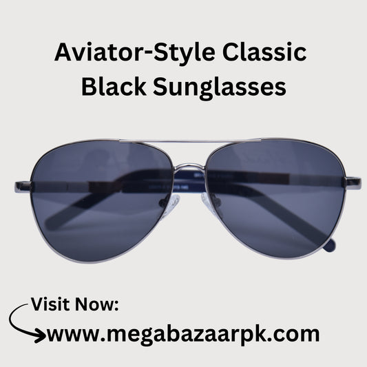 Aviator-Style Classic Black Sunglasses