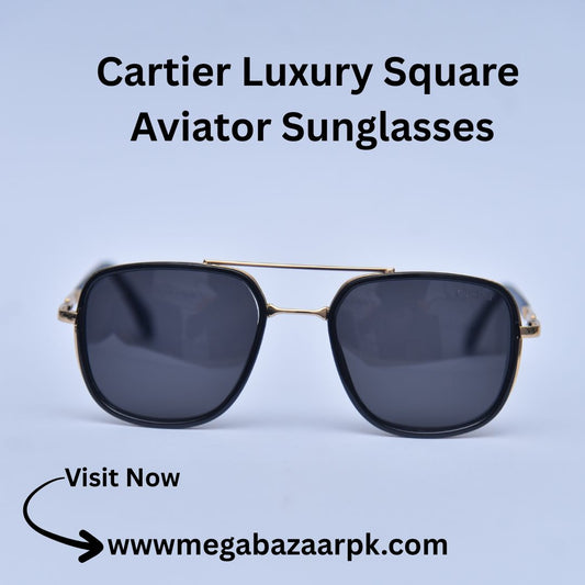 Cartier Luxury Square Aviator Sunglasses