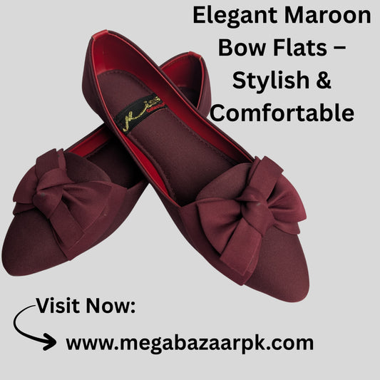 Elegant Maroon Bow Flats – Stylish & Comfortable