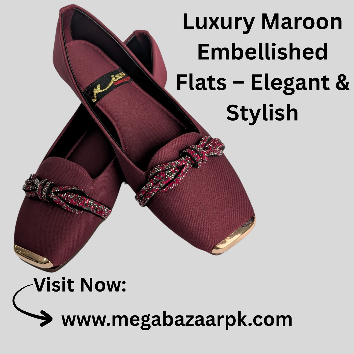 Luxury Brown Embellished Flats – Elegant & Stylish