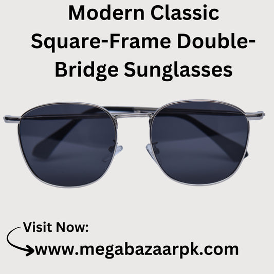 Modern Classic Square-Frame Double-Bridge Sunglasses