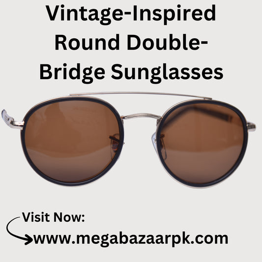 Vintage-Inspired Round Double-Bridge Sunglasses