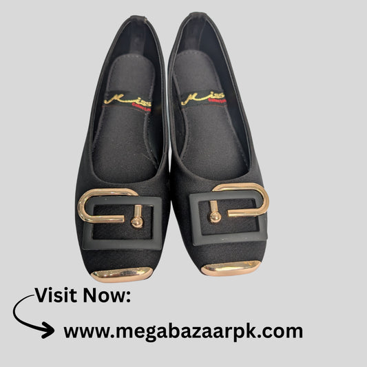Elegant Black Flats with Gold Accents