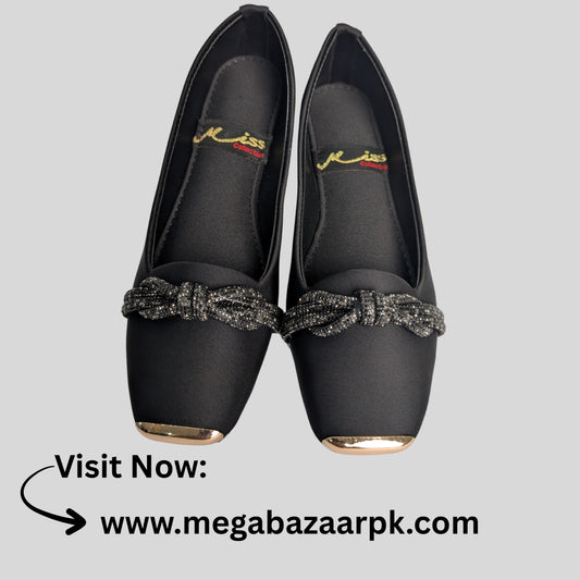 Elegant Black Flats with Gold Accents